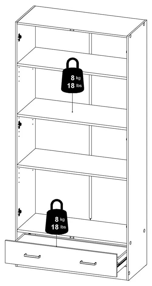 Șifonier alb 79x170 cm Space – Tvilum