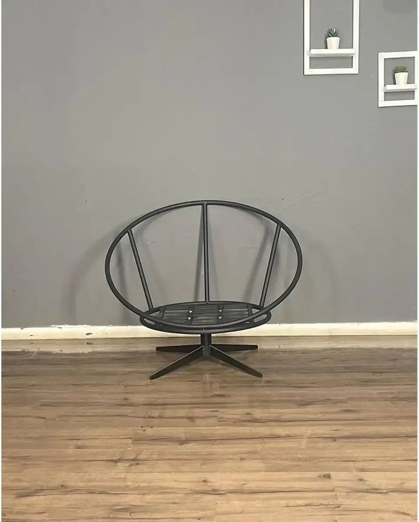 Fotoliu rotativ 360 grade,tapitat cu stofa si picioare metalice,rotund,homs,seria B-120,20027