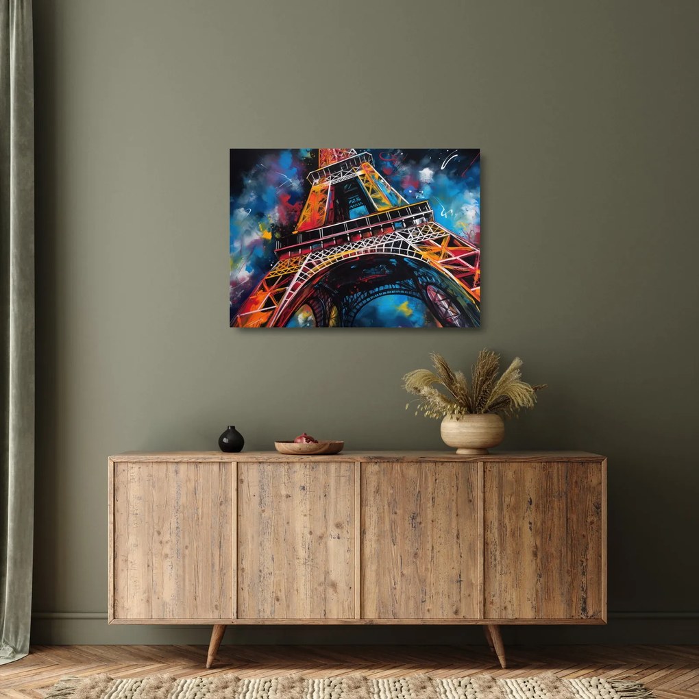 Tablou pe sticlă - Pictură a Turnului Eiffel II. (70x50 cm)
