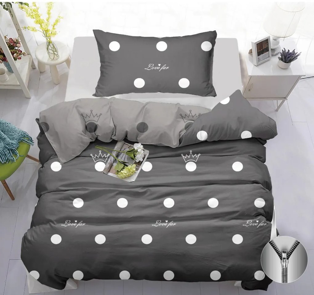 Lenjerie de pat din polybumbac CROWN POLY gri inchis Dimensiune lenjerie de pat: 2 buc 70 x 90 cm | 200 x 220 cm