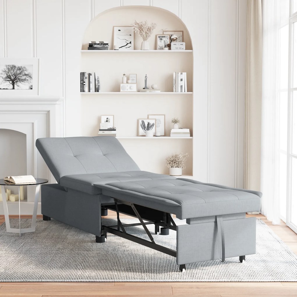 vidaXL Canapea Extensibilă 3 în 1 - Design Pull-Out din Țesătură Gri Deschis