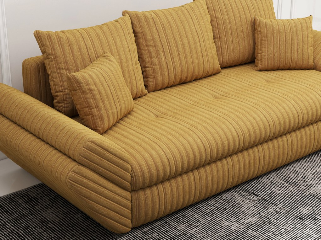 Canapea extensibilă dumonde cu ladă de depozitare si sezut confortabil din spuma high-density, Loana Ambience Mustar 250x100 cm