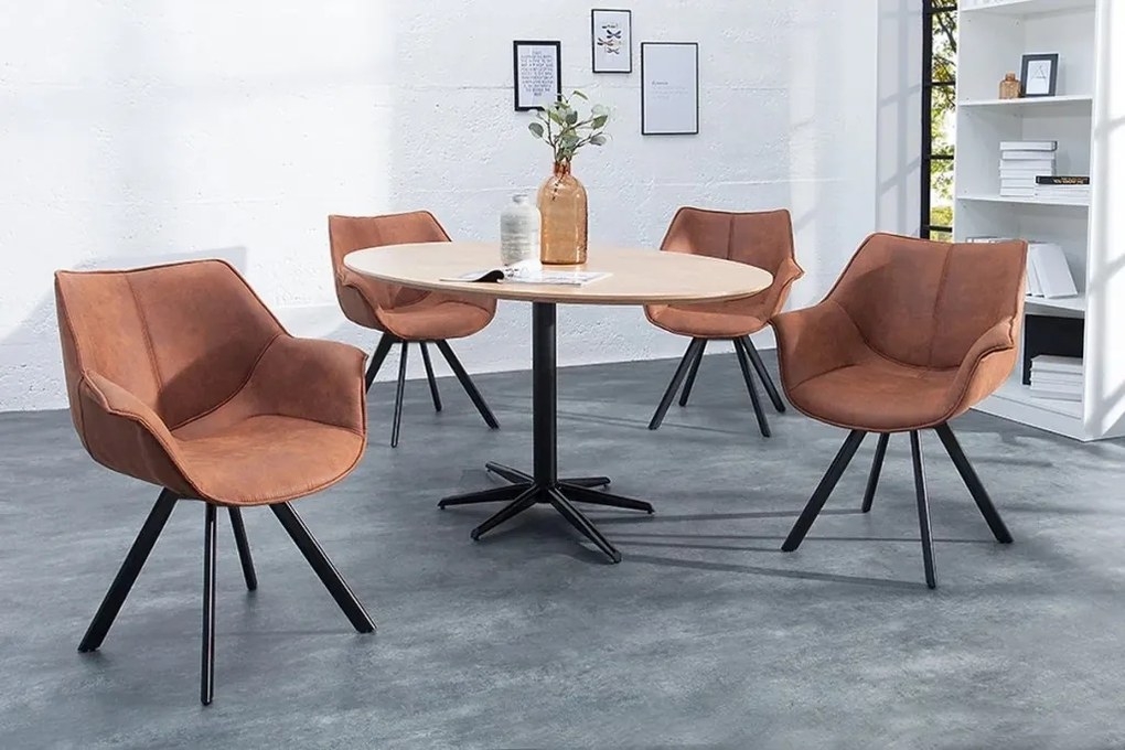 Set de 2 scaune pivotante The Dutch Retro, microfibra maro antic