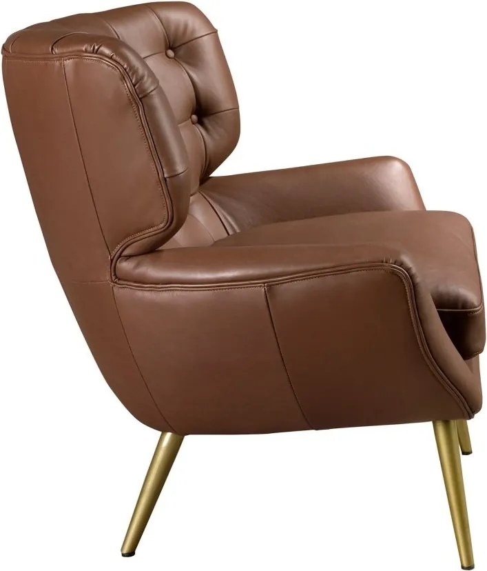 Fotoliu confortabil tapitat cu piele naturala Maro inchis