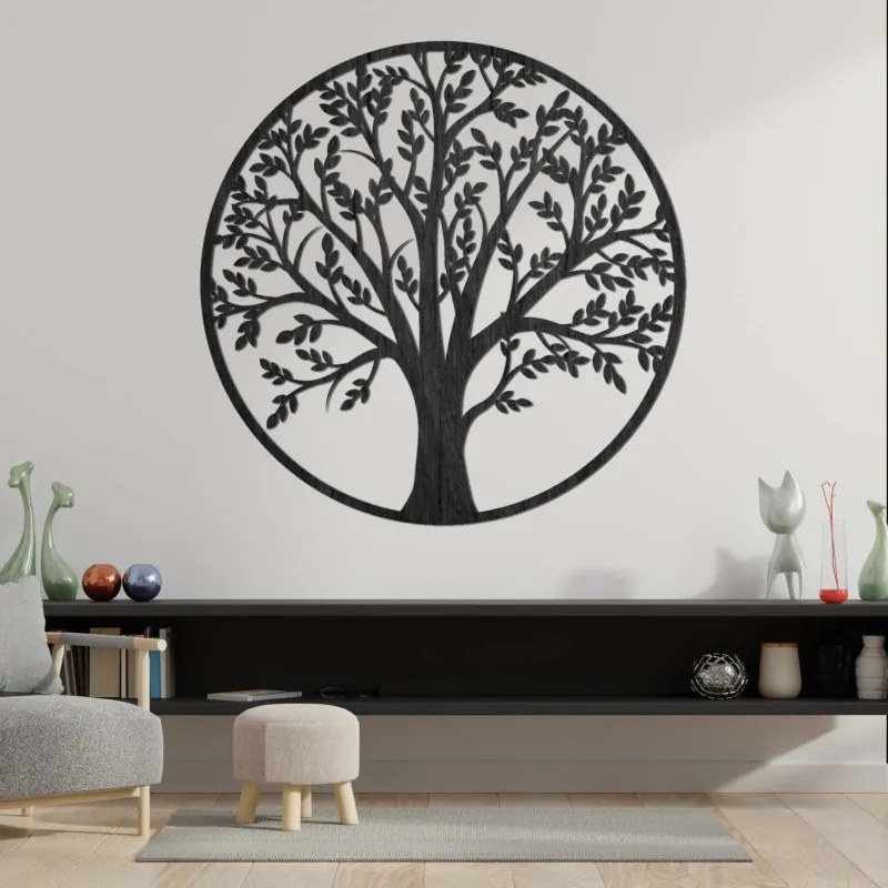 SENTOP | Copacul Vieții din lemn, într-un cerc – decorațiune murală | FORTIS