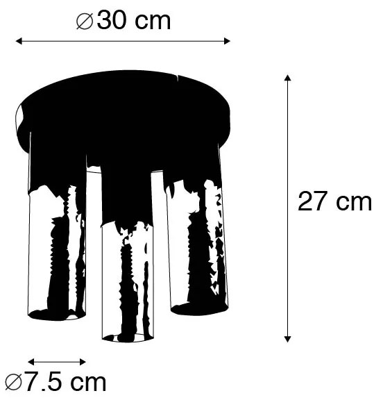 Plafoniera industriala neagra cu auriu rotund cu 3 lumini - Raspi