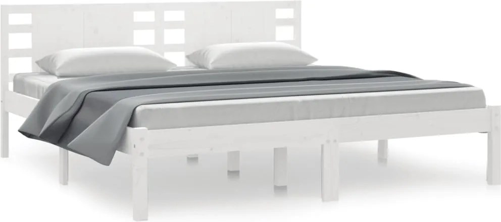 vidaXL Cadru de pat fără saltea, alb, 200x200 cm, lemn masiv pin