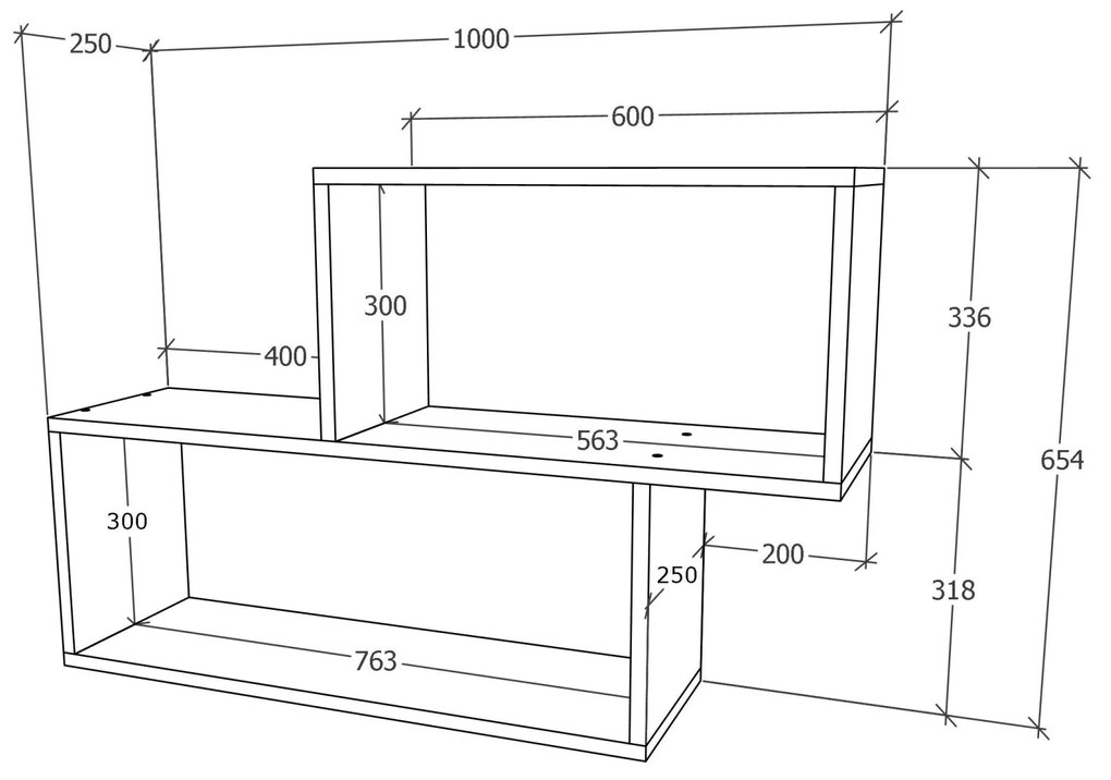 Etajera haaus V1, Alb, L 100 x l 25 x H 65 cm