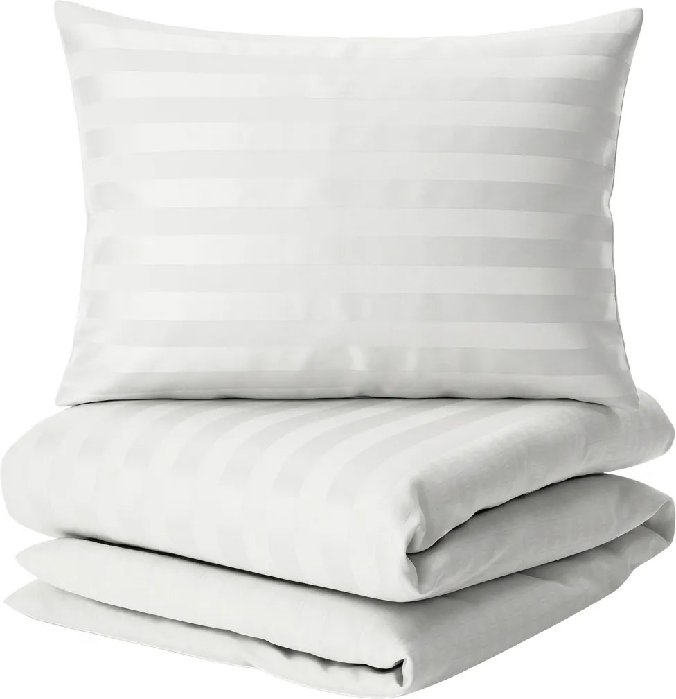 Lenjerie de pat hoteliera ATLAS GRADL PURE alb - dunga 2 cm bumbac pieptanat