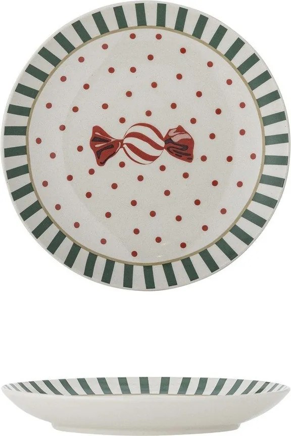 Farfurie albă pentru desert din gresie ø 16 cm cu model de Crăciun Yule – Bloomingville