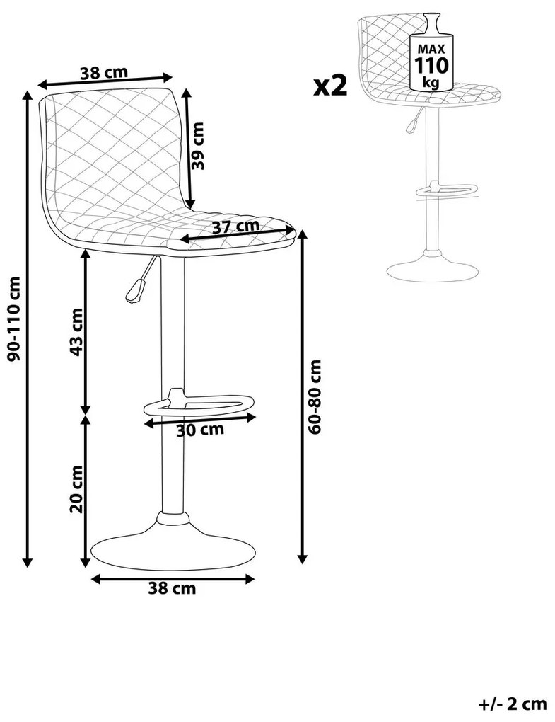 Set scaune tip bar 2buc. Orlo (gri). 1009850