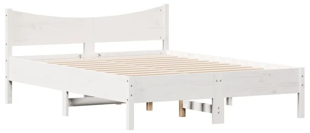 844742 vidaXL Cadru de pat, alb, 140x190 cm, lemn masiv de pin