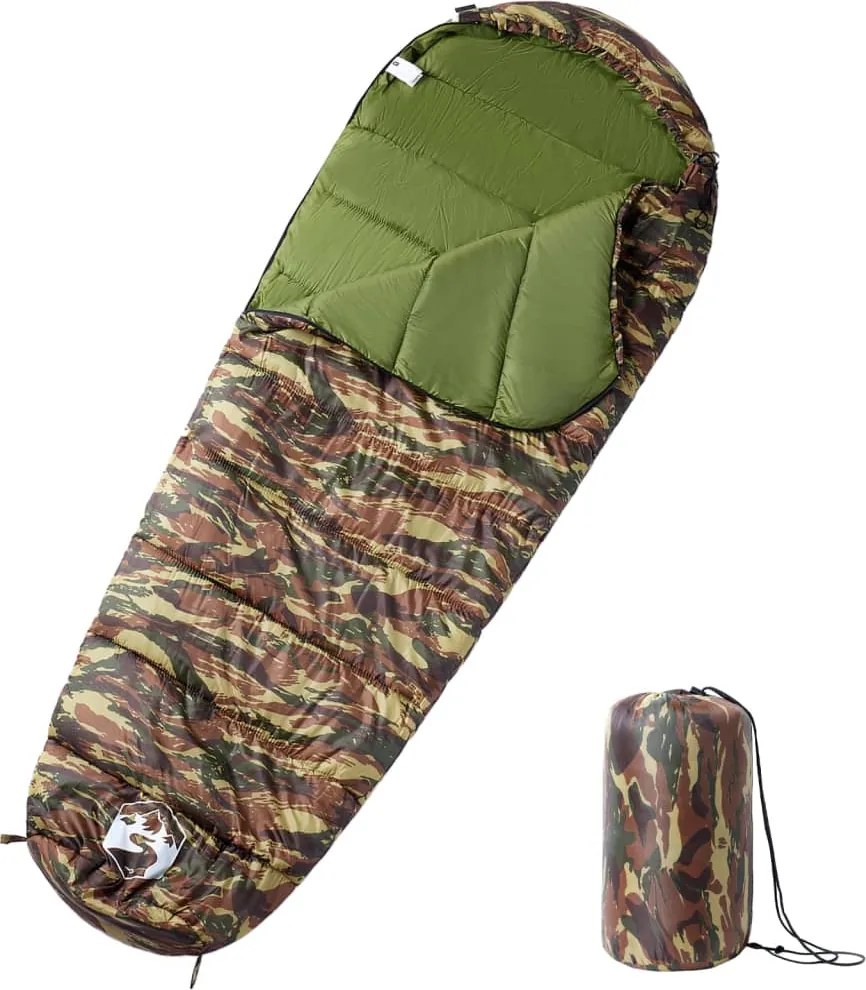 vidaXL Sac de dormit tip mumie pentru adulți de camping, 3 anotimpuri