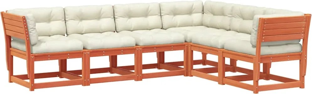 vidaXL Set mobilier de grădină cu perne, 6 piese, lemn masiv de pin