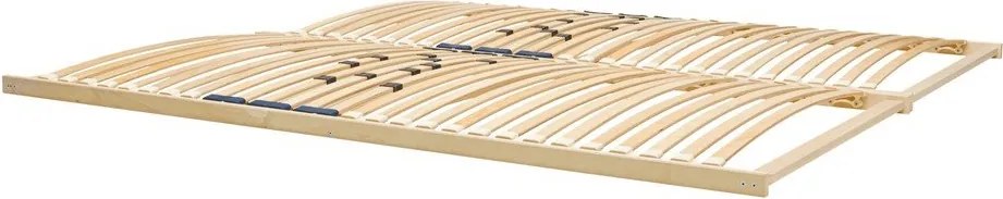 Pat matrimonial în culoare naturală tapițat/din placă aglomerată de lemn cu aspect de lemn de stejar cu somieră 180x200 cm Streiko – noo.ma