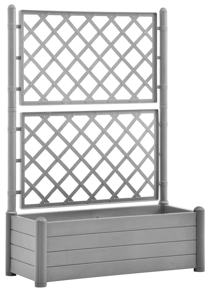 Jardiniera de gradina cu spalier, gri piatra, 100x43x142, PP 1, Gri, 100 x 43 x 142 cm