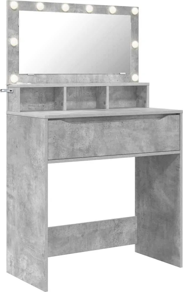vidaXL Mese de toaletă pentru dormitor cu sertar Gri din beton
