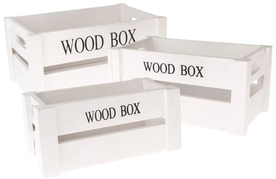 Cutii de depozitare albe 3 buc. din lemn 30x20x15 cm Wood Box – Dakls
