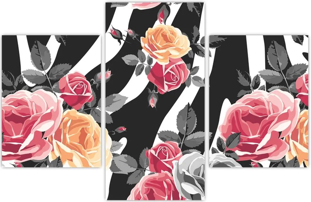 Tablou cu trandafiri înfloriți (90x60 cm)