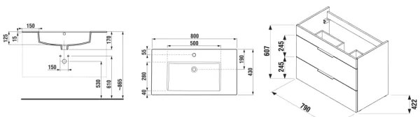 JIKA H4537621763001 - Dulap de baie CUBE 80 cm cu lavoar, alb