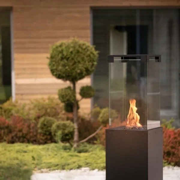 Șemineu de exterior pe gaz Planika Faro GAS 142x36 cm 8kW negru + capac de protecție