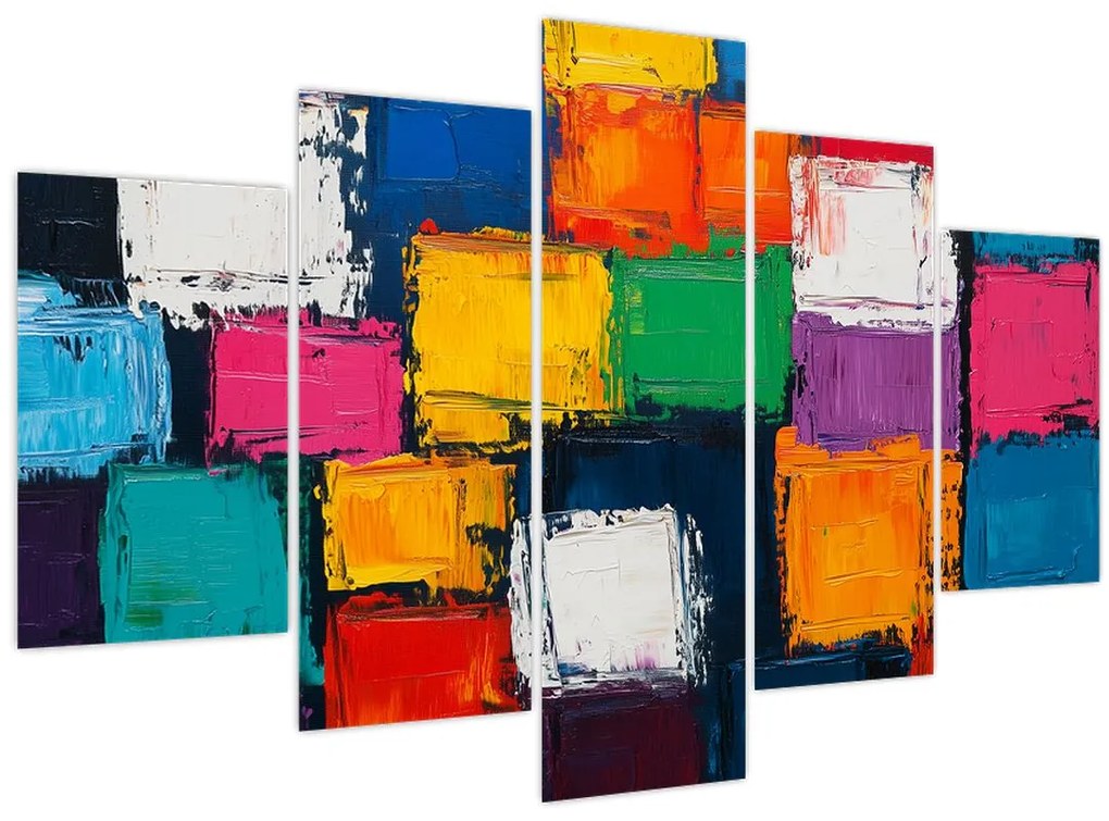 Tablou - Pictură cu pătrate colorate (150x105 cm)