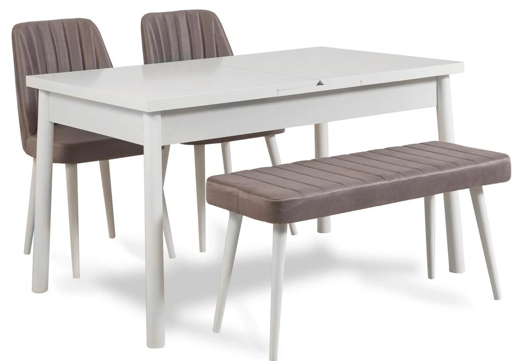 Set mobilier sufragerie Dobuse 3 (alb + gri) (pentru 4 persoane). 1093807
