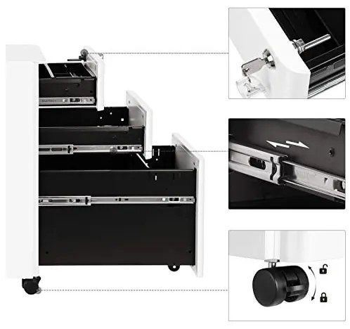 Dulap mobil cu incuietoare, Songmics, Alb, OFC030W01, 30 x 46 x 59 cm