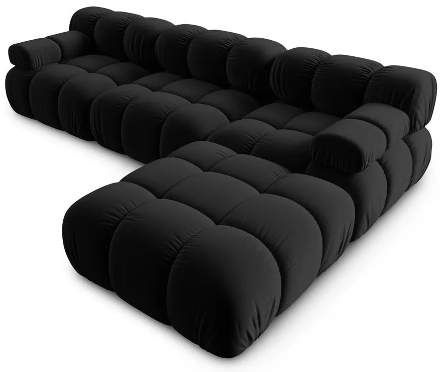 Colțar negru cu tapițerie din catifea Bellis – Micadoni Home