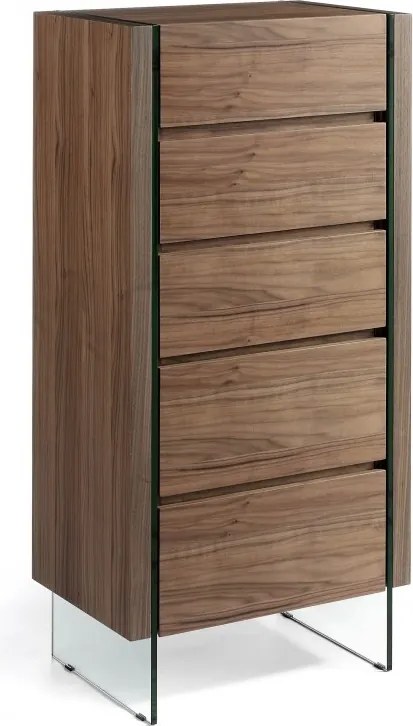 Dulapior elegant cu 5 sertare, design deosebit Aurore AC-CP1803-A-NOGAL