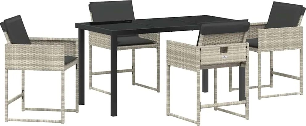 vidaXL Set de masă pentru grădină cu pernă 5 pcs Gri deschis poliratan