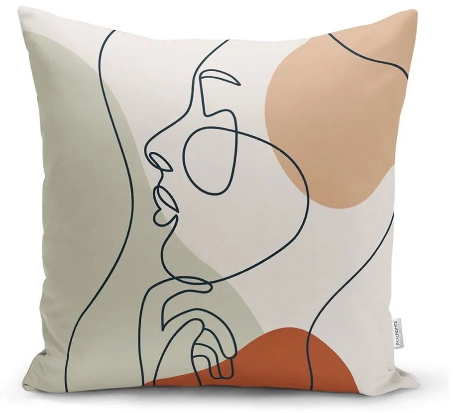 Față de pernă Minimalist Cushion Covers Pastel Drawing Face, 45 x 45 cm