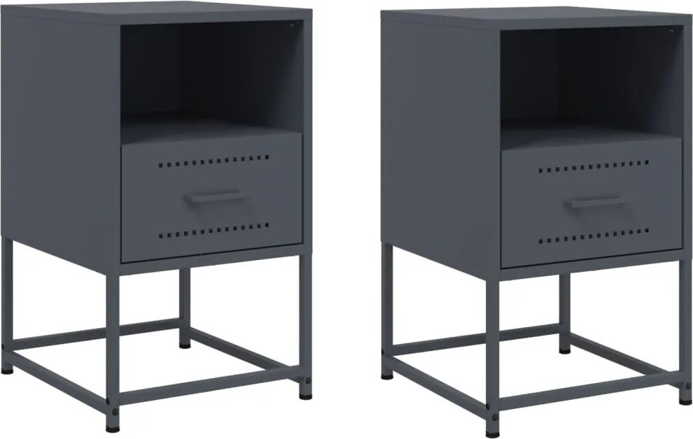 vidaXL Noptiere, 2 buc., antracit, 36x39x60,5 cm, oțel