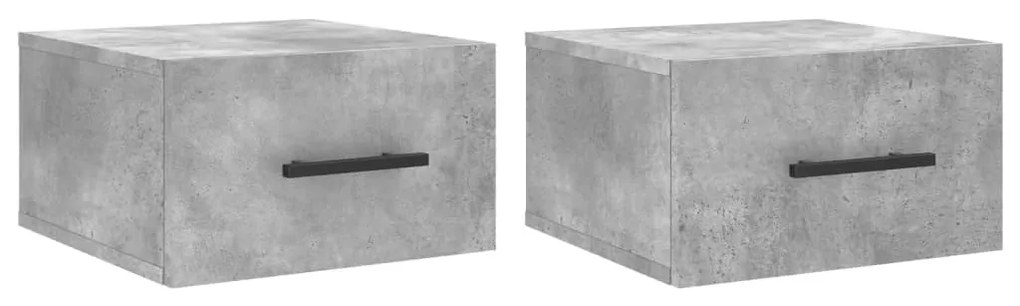 829877 vidaXL Noptiere montate pe perete 2 buc. gri beton 35x35x20 cm