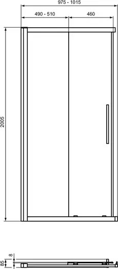 Usa de nisa culisanta Ideal Standard i.life 100 cm sticla 8 mm argintiu
