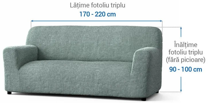 Huse bielastice COSTINA mentă fotoliu triplu (l. 170 - 220 cm)