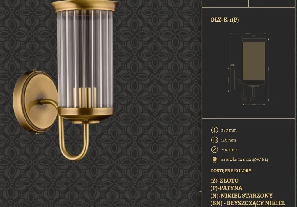 Aplica design clasic din alama OLZANO