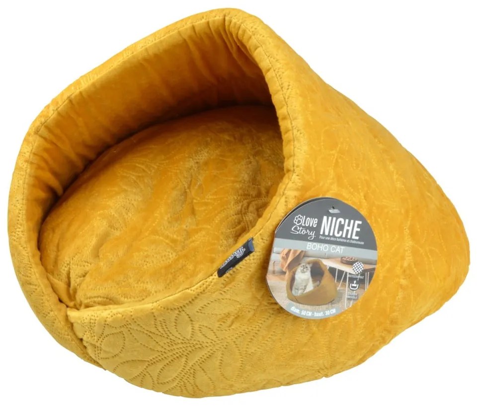 Cort animale galben muștar pentru pisici ø 50 cm – Love Story