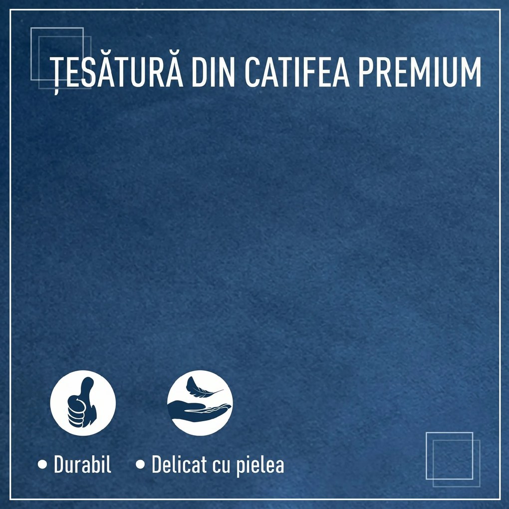 HOMCOM Fotoliu Living Tapițat cu Velur și Perna Groasă, Picioare din Lemn de Cauciuc și Brațe, Albastru | Aosom Romania