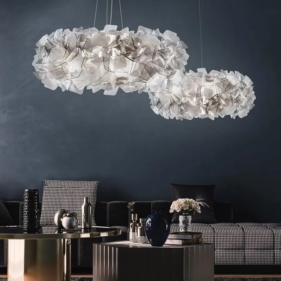 Lustra design unicat realizata manual Clizia Fume, 78cm