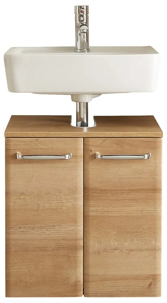 Dulap fără chiuvetă în culoare naturală suspendat cu aspect de lemn de stejar 53x60 cm Quickset 318 – Pelipal