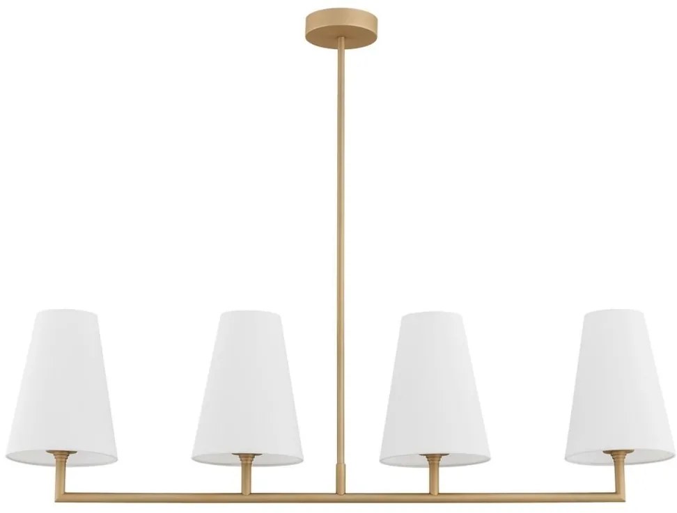 Lustra cu 4 brate design modern Safiano auriu, alb