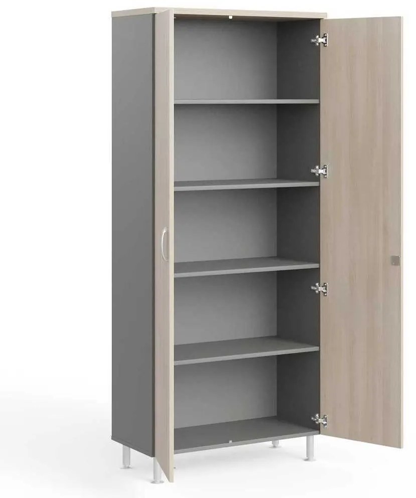 Dulap înalt Manager LUX 90 x 43 x 207,4 cm, salcâm deschis / gri