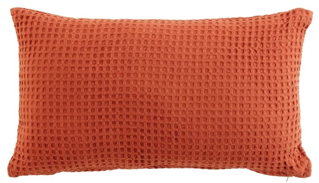 Perne Douceur d intérieur  COUSSIN DEHOUSSABLE 30 x 50 CM COTON UNI GAUFRETTE TERRACOTTA