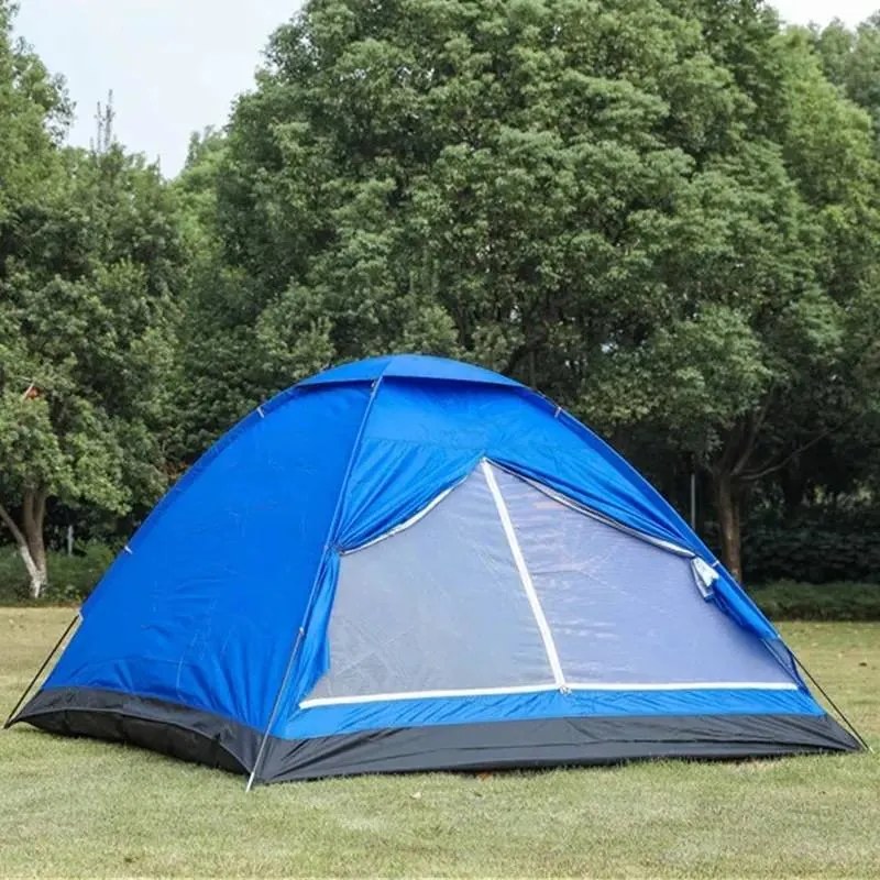 Cort camping (200 x 200 x 130 cm), Spațiu 3-4 Persoane, cu Fixare anti-vânt, Material impermeabil (Oxford), Acoperiș dublu, Plasă anti-insecte și Protecție solară (UPF50+)