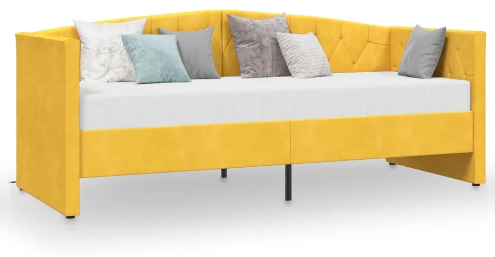 337211 vidaXL Pat de zi, galben, 90x200 cm, catifea, USB