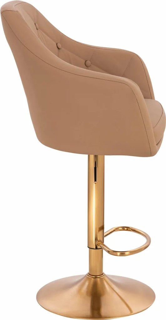 HR831W Scaun Caramel Piele Ecologica Premium Soft cu Bază Aurie