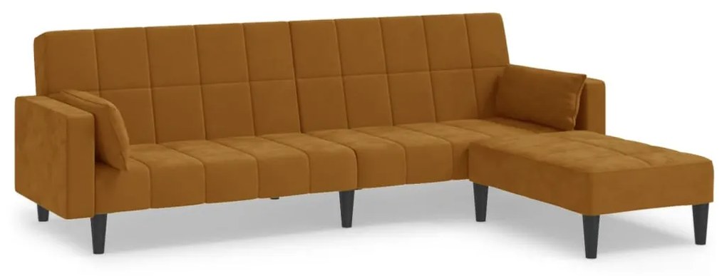 3080705 vidaXL Canapea extensibilă cu 2 locuri 2 perne/taburet, negru, catifea