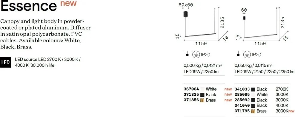 Lustra LED suspendata minimalista ESSENCE SP SQUARE BIANCO 3000K