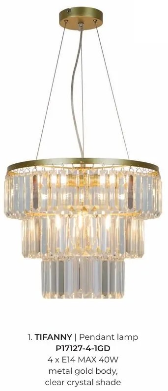 Lustra suspendata design modern Tifanny auriu